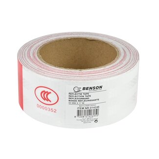 Benson Reflecterende tape - Rood en wit - 50 mm x 17 meter - Verhoogde zichtbaarheid en veiligheid