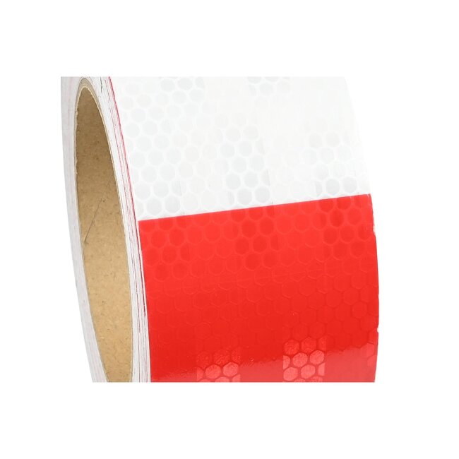 Benson Reflecterende tape - Rood en wit - 50 mm x 17 meter - Verhoogde zichtbaarheid en veiligheid