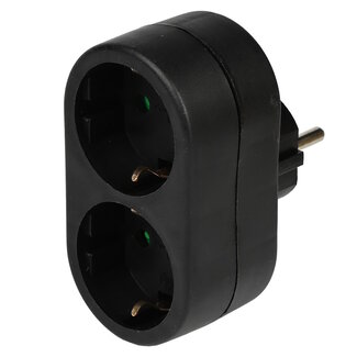 Benson Verdeelstekker 2-voudig - Schuko - Zwart - 16A - Randaarde - IP20