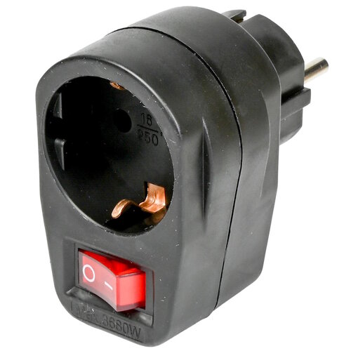Benson Doorvoerstekker met Schuko Stopcontact - Schakelaar - Zwart Benson Doorvoerstekker met Schuko Stopcontact - Schakelaar - Zwart