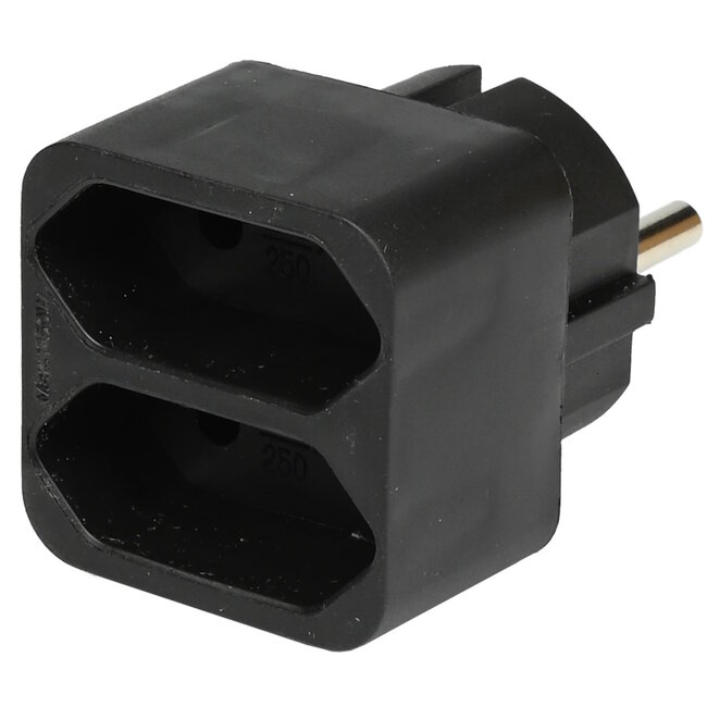 Benson Dubbele verdeelstekker - zwart - 2300W - IP20 - 2 aansluitingen