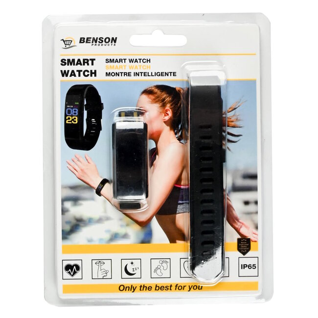 Benson Smartwatch - Smal - Hartslag- en bloeddruksensor - Stappenteller - IP65 - 0,96" display