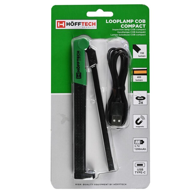 Hofftech Compacte oplaadbare looplamp - 400 lumen - 3 lichtmodi - 180 graden draaibaar - met magneet