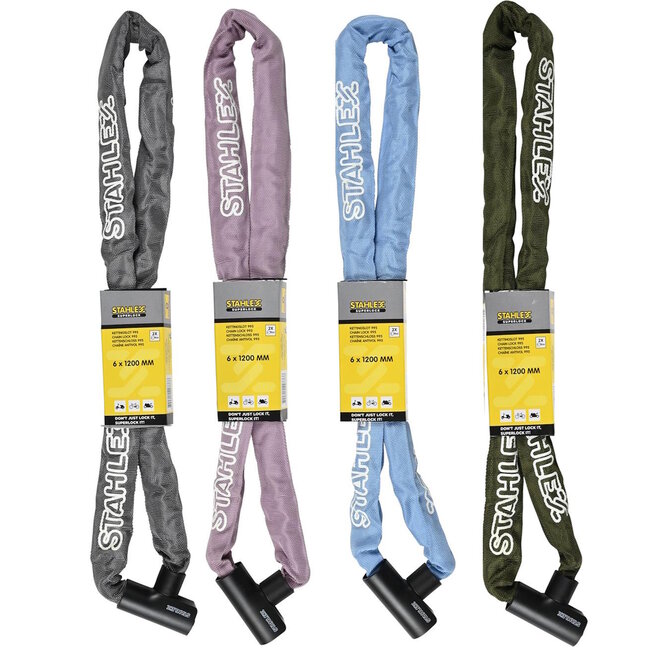 Stahlex Kettingslot - gehard staal - Ø 6 x 1200 mm - mix kleur - veiligheidssleutels