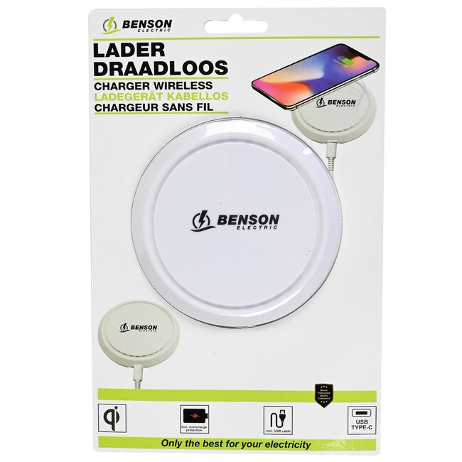 Benson Draadloze lader - Veilig - Snel - Compatibel - Ø10,5 cm