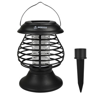 Benson Draagbare muggenlamp op zonne-energie - blauw UV-licht - binnen en buiten - 14x14x19.5 cm Benson Draagbare muggenlamp op zonne-energie - blauw UV-licht - binnen en buiten - 14x14x19.5 cm
