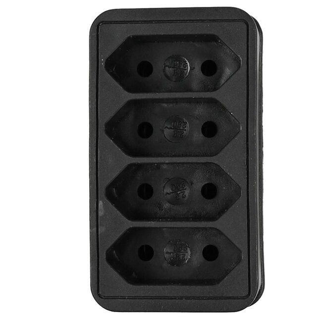 Benson Verloopstekker - Quattro - Vier aansluitingen - Zwart - 2300W