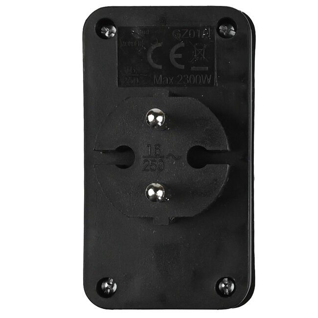 Benson Verloopstekker - Quattro - Vier aansluitingen - Zwart - 2300W