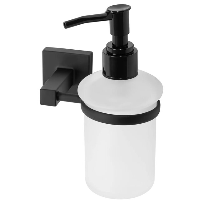 REA Ronde zeepdispenser wandmodel - mat zwart - compact design - 9.5 x 13 x 15 cm