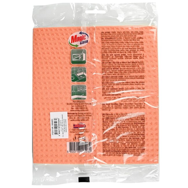 Magic Clean Sponsdoekjes - Natuurlijk Elastisch - Absorberend - 18 x 20 cm - 3 stuks - Vrolijke Kleuren