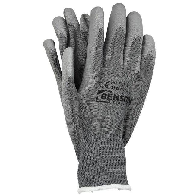 Benson Werkhandschoen - PU Flex - Grijs - Comfortabel en Slijtvast - 1 Paar