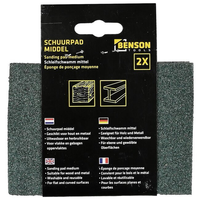 Benson Schuurspons groen - medium korrel 120 - flexibel - 2 stuks
