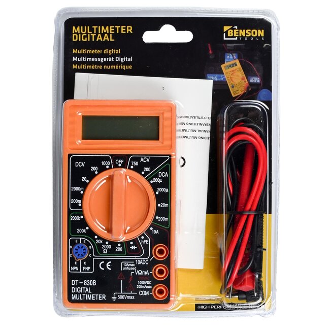 Benson Digitale multimeter - 19 meetbereiken - Universeel - Compact - Zonder batterij