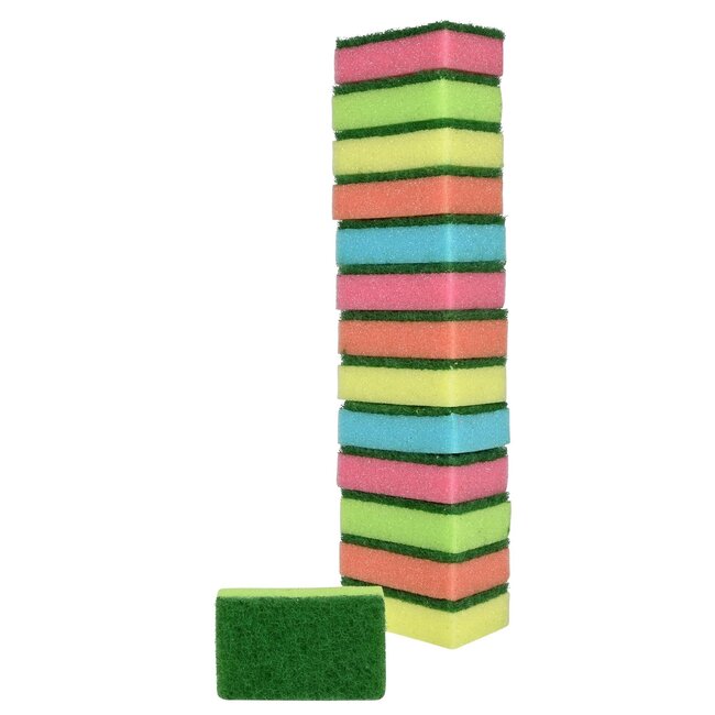 Merkloos Mini schuursponsen - set van 14 - duurzaam en effectief - compact formaat