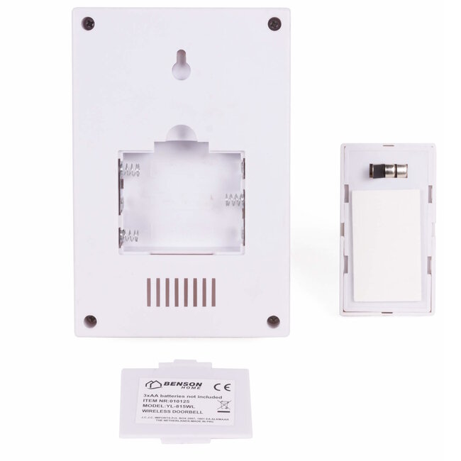 Benson Draadloze deurbel - 16 melodieën - 30 meter bereik - wit design