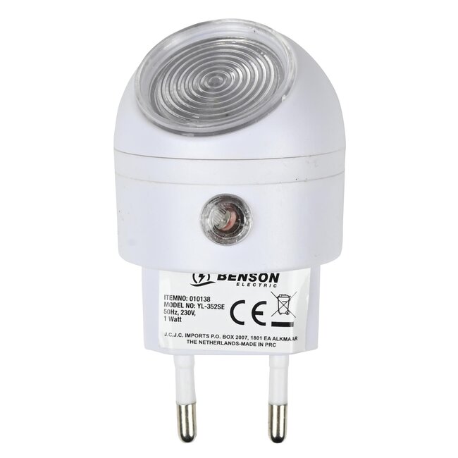 Benson Nachtlampje met sensor - 360° draaibaar - energiezuinig 1W - direct in stopcontact