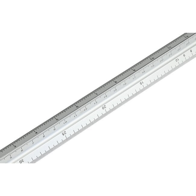 Hofftech Driekantige aluminium schaallat - 6 schaalverdelingen - 300 mm - multifunctioneel en duurzaam