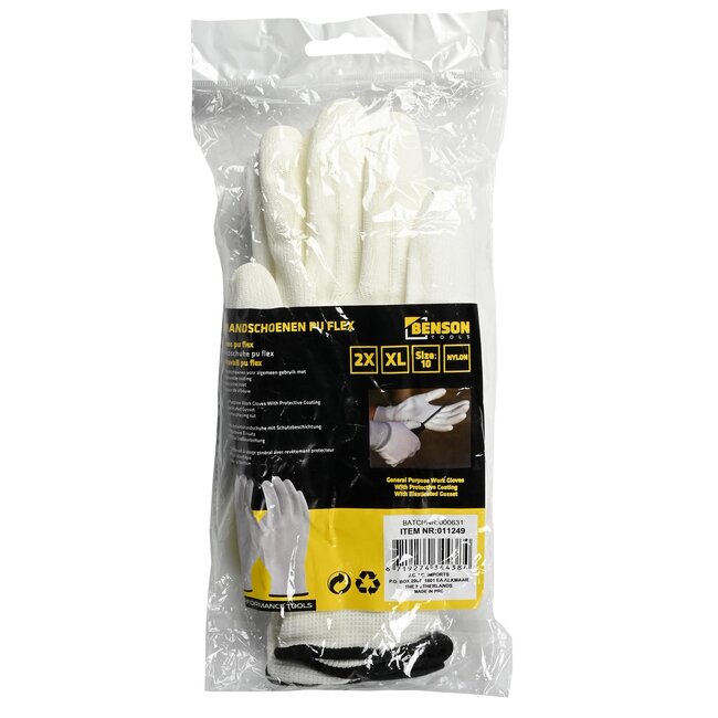Benson Werkhandschoenen - PU Flex Nylon - Schilderen - Maat 10 (XL) - Wit