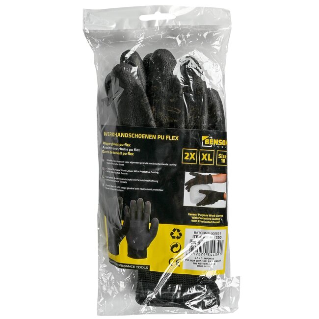 Benson Werkhandschoenen - Flexibele grip en comfort - Zwart - Maat XL
