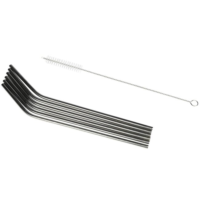 Benson RVS gebogen rietjes - herbruikbaar - vaatwasserbestendig - 22,5 cm - met reinigingsborstel