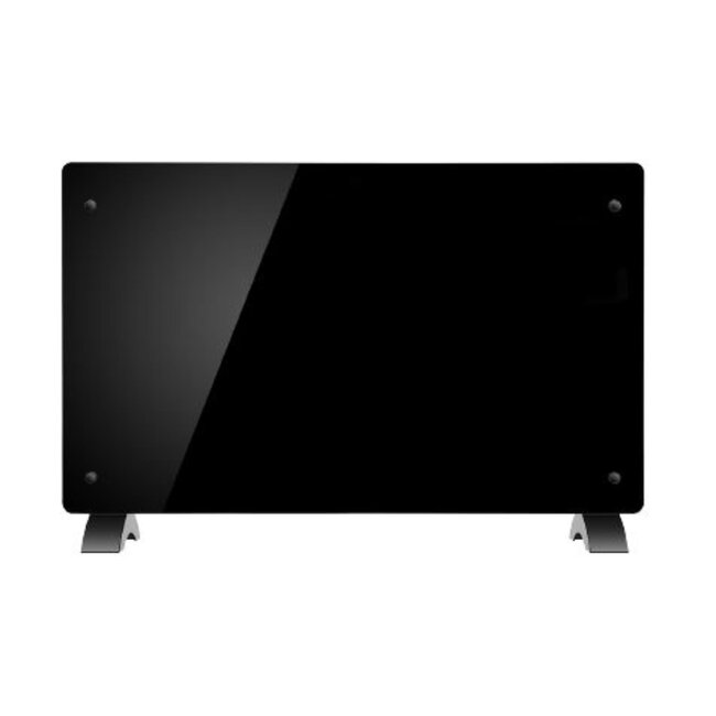 Benson Stijlvolle paneelverwarming - glas - 1500W - zwart - regelbare thermostaat - wandmontage of staand