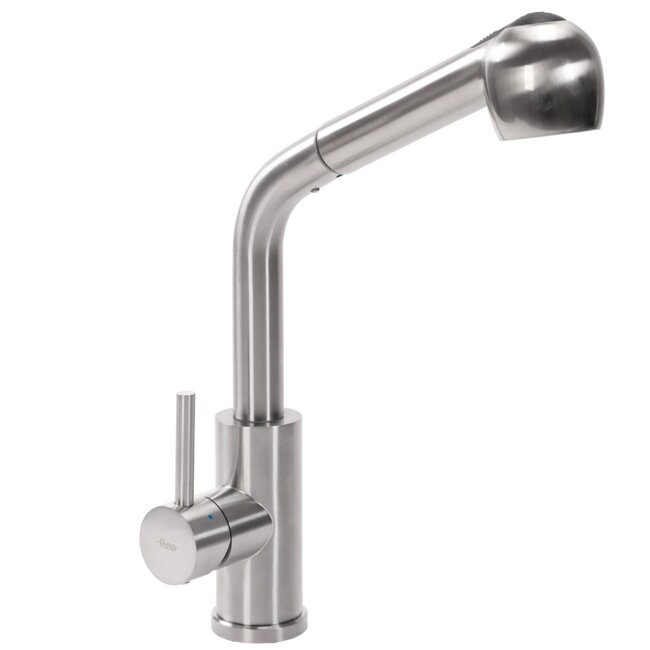 REA Hoog model keukenmengkraan - geborsteld nikkel - eengreeps - keramisch mechanisme - messing - 340 mm hoogte