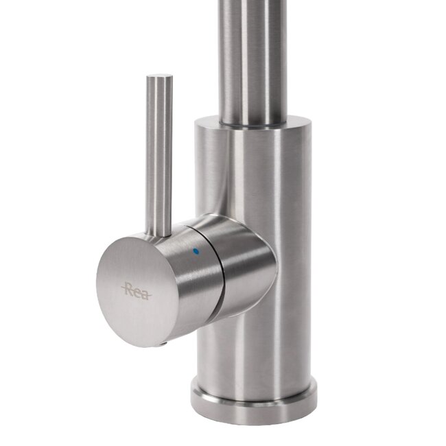 REA Hoog model keukenmengkraan - geborsteld nikkel - eengreeps - keramisch mechanisme - messing - 340 mm hoogte