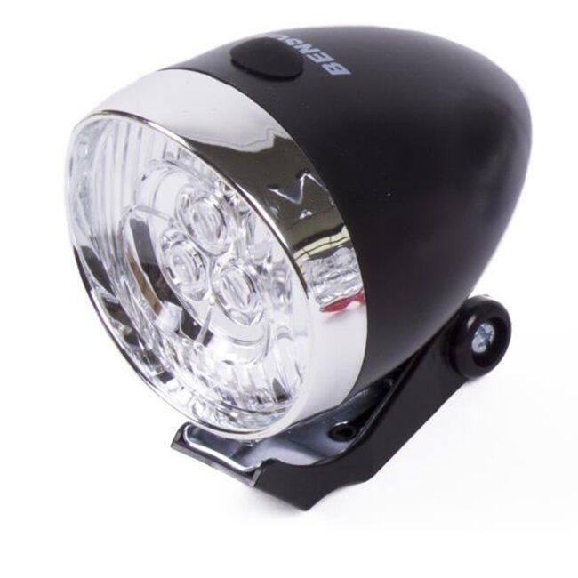 Benson Fietskoplamp - 2 LED's - Inclusief batterijen - Zwart - 15m zicht - 1000m zichtbaar