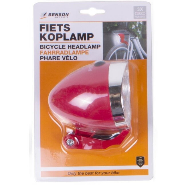 Benson Fietskoplamp - 2 LED's - Inclusief batterijen - Rood - 15m zicht - 1000m zichtbaar