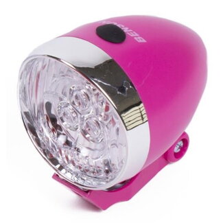 Benson Roze fietskoplamp - 2 LED's - Inclusief batterijen - 15m zicht - Retro stijl