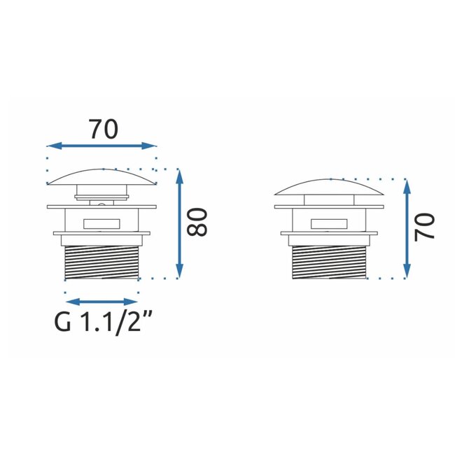 REA Clickwaste voor badkuip - geborsteld goud - messing - 7 cm diameter