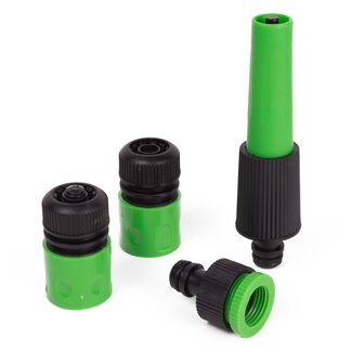 Benson Waterkoppelset - Inclusief koppelingen en spuitpistool - 4-delig - Groen/Grijs