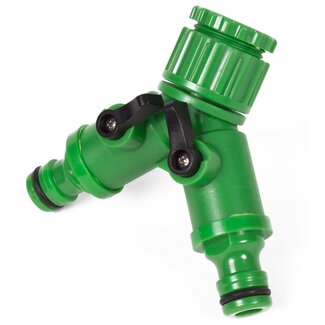 Benson Waterverdeler 2-weg - Kunststof - Grijs/Groen - 1/2" en 3/4" - Apart afsluitbaar