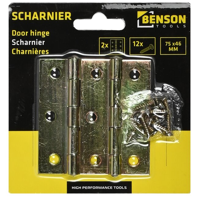 Benson Scharniersset - 76 x 35 mm - Inclusief Schroeven - 14-delig - Duurzaam en Betrouwbaar