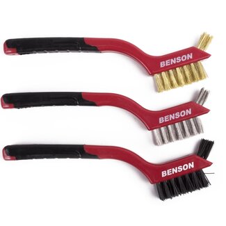 Benson Veelzijdige staalborstelset - nylon, rvs en messing - 3-delig - 18 cm - soft grip