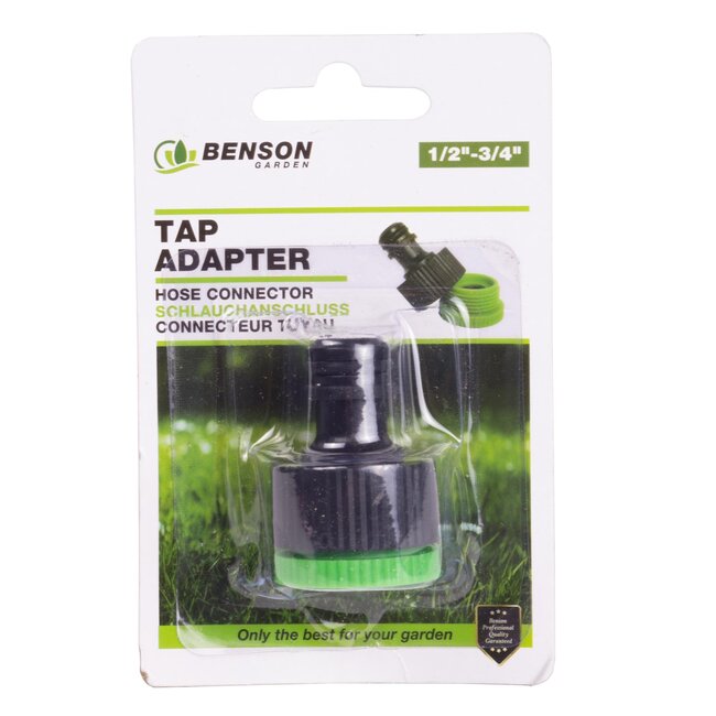 Benson Verloop adapter voor buitenkraan - geschikt voor 1/2 en 3/4 inch - duurzaam plastic