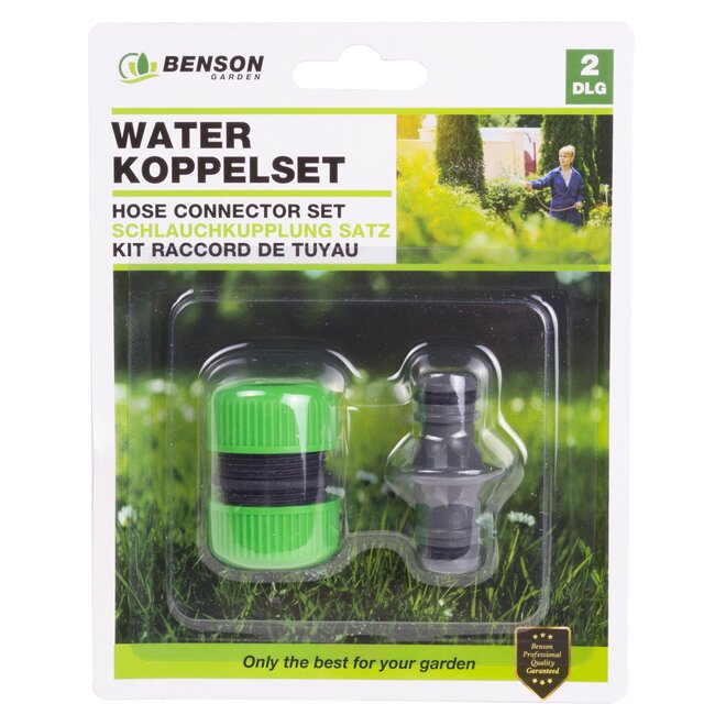 Benson Tweedelige tuinslang verbindingsset - hoogwaardig kunststof - groen/grijs