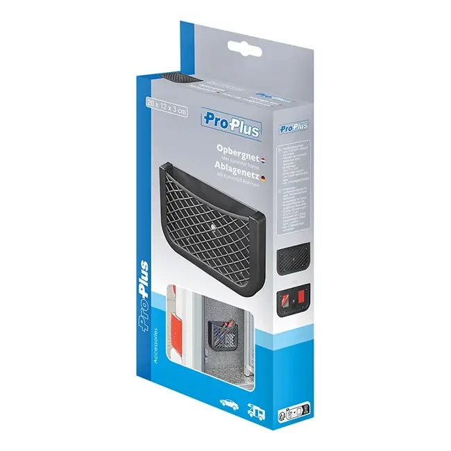 ProPlus Handig opbergnet - kunststof frame - 20 x 12 x 3 cm - eenvoudig te monteren - ideaal voor auto en camper