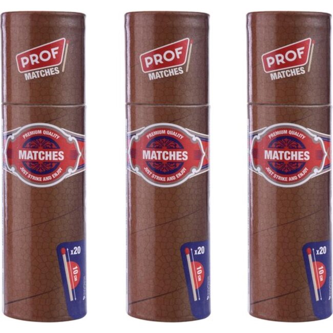 Prof Lange lucifers - 10 cm - 20 stuks - Veilig & betrouwbaar - Handige koker