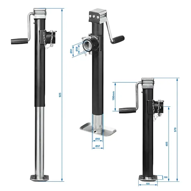 ProPlus Steunpoot Heavy Duty - Max. 2500kg - Verstelbare Hoogte 57-95cm - Verzinkt Staal - Uitdraaibaar en Opklapbaar