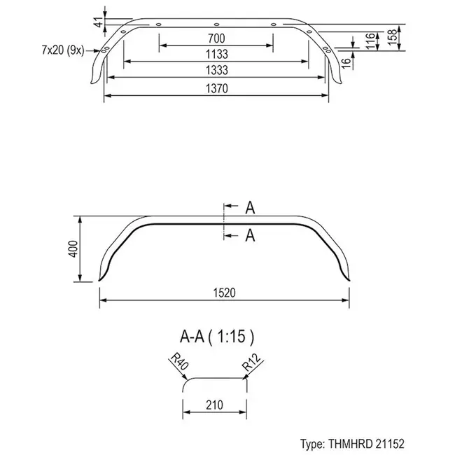 ProPlus Spatscherm metaal - tandemas - 13/14 inch - verzinkt staal - 1mm dik