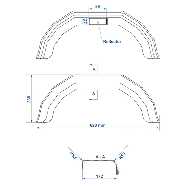 ProPlus Lichtgewicht kunststof spatscherm - hoekig - 10 inch - zwart - Emark goedgekeurd