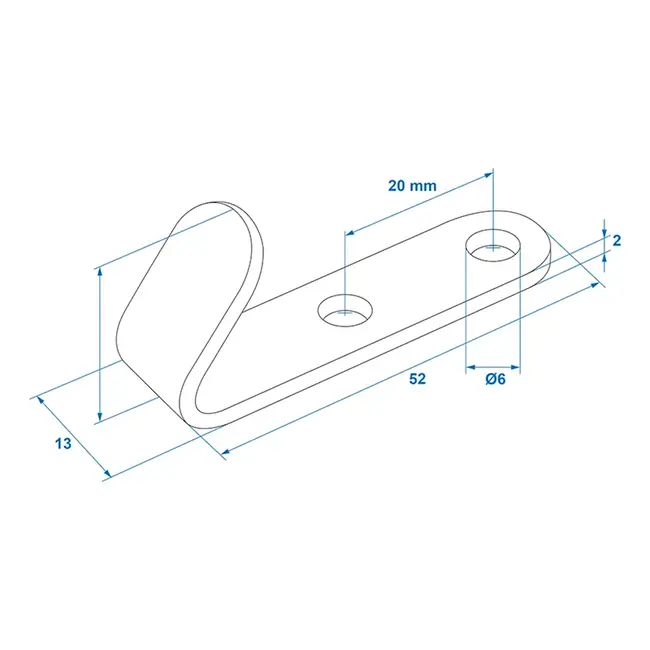 ProPlus Schroefbare metalen haak - veelzijdig en duurzaam - 52 x 13 x 2 mm