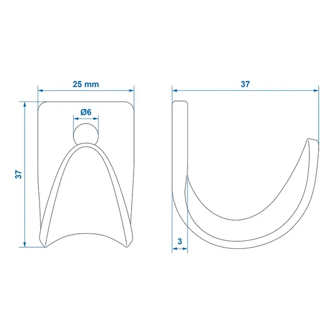 ProPlus Schroefbare haak - metaal - 37 x 25 x 3 mm - voor sjor- en spanbanden