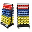 Dragon-Tools Onderdelenrek - staal en kunststof - verrijdbaar op zwenkwielen - 66 x 120 cm - geel/blauw/rood - 90-delig - werkplaats