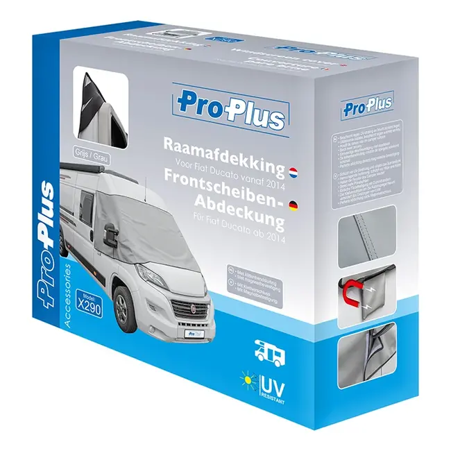 ProPlus Raamafdekking - UV-bescherming en isolatie - Fiat Ducato X290 - Grijs