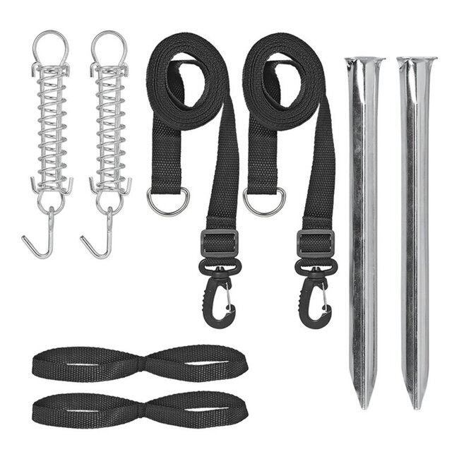 ProPlus Universele stormband set - 2x 3 meter - Inclusief veer en haringen - Voor tent en luifel