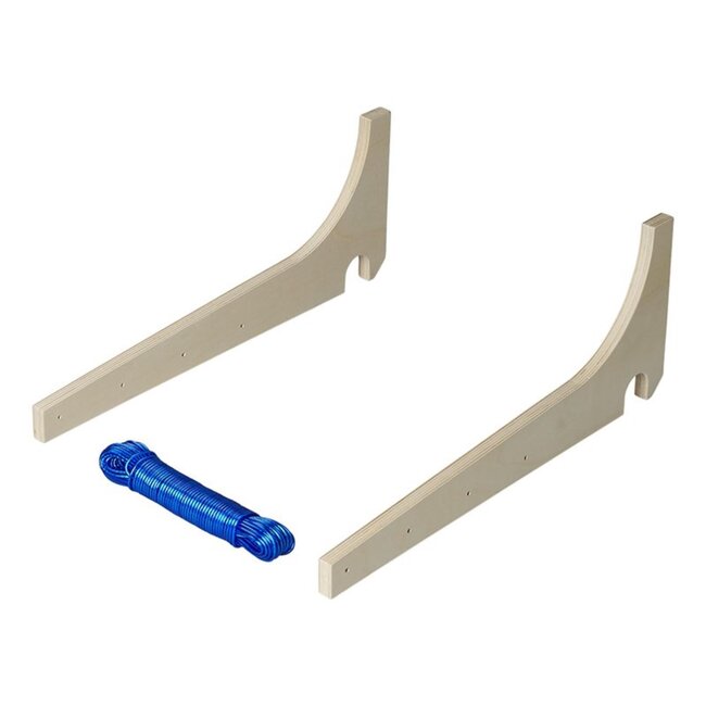 ProPlus Drooglijnhouder voor caravans - 3-delig - hout - inclusief 20m waslijn - 470mm