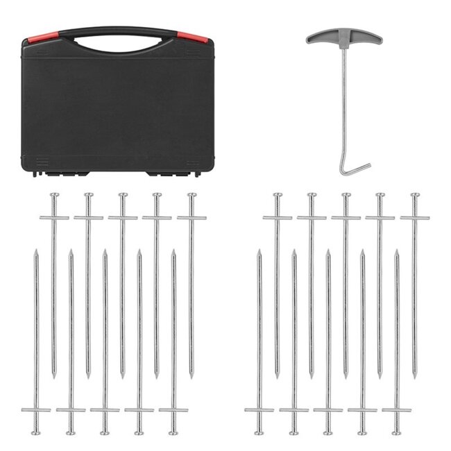 ProPlus Rotspennen set - metaal - aangelaste dwarspen - 23 cm - inclusief koffer - 20 stuks