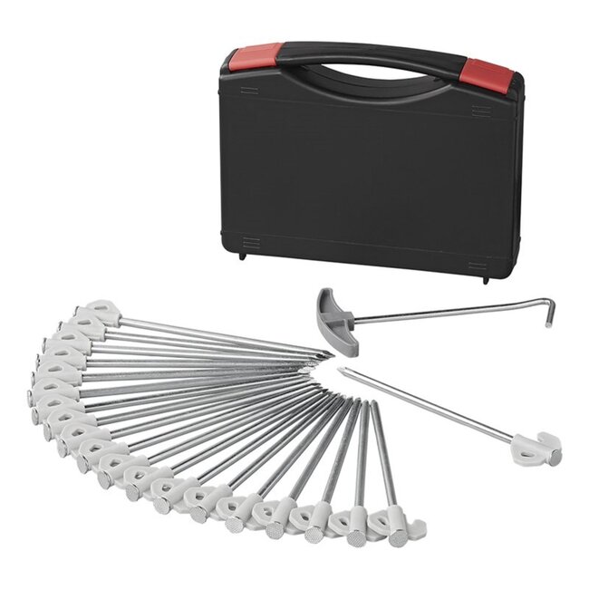 ProPlus Rotspennen met kunststof haak - 20 cm - set van 20 - inclusief koffer en haringtrekker